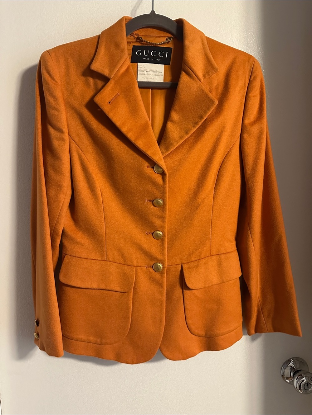 Vintage Gucci Orange 90’s Single-Breasted Cashmere Blazer